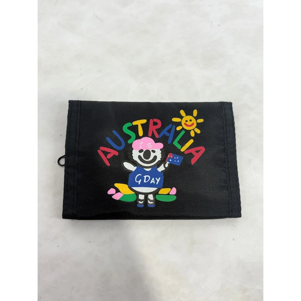 Kids‎ Vintage Australia Koala G'Day Nylon Trifold Wallet Black Souvenir
